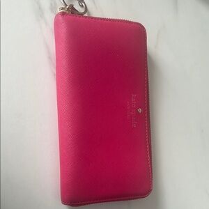 Kate Spade Pink Wallet with Smooth Leather and Zipper Closure